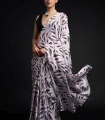 white color chinon fabric designer prinnted ready to wear saree