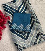 chiffon lehriya design saree with heavy thread & sequins work and mono banglori blouse