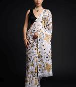 white color chinon fabric designer prinnted ready to wear saree