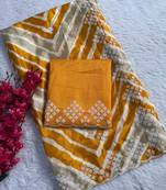 chiffon lehriya design saree with heavy thread & sequins work and mono banglori blouse