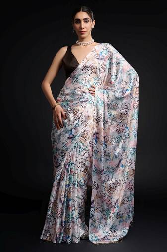 multy color chinon fabric designer prinnted ready to wear saree