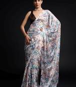 multy color chinon fabric designer prinnted ready to wear saree