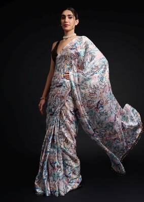 multy chinon prinnted ready to wear saree 3