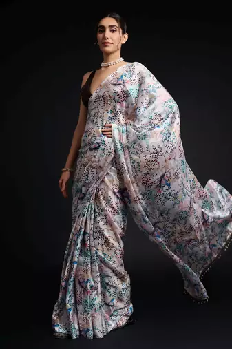 multy chinon prinnted ready to wear saree