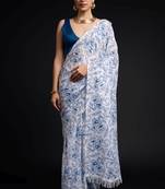 white color chinon fabric designer prinnted ready to wear saree