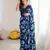 blue color moss satin patta stylish partywear saree