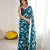 teal color moss satin patta stylish partywear saree