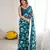teal color moss satin patta stylish partywear saree