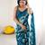 teal color moss satin patta stylish partywear saree