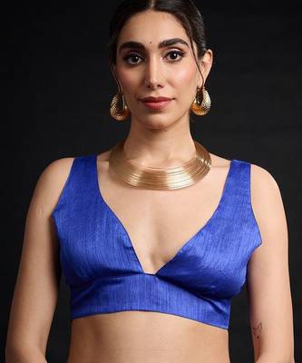 blue chinon digital printed ready to wear saree 5