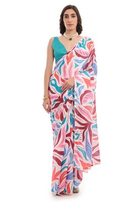 multy chinon digital printed ready to wear saree 1