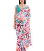 multy color chinon fabric designer digital printed ready to wear saree