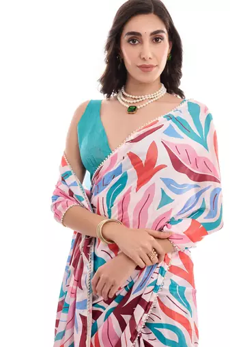 multy chinon digital printed ready to wear saree