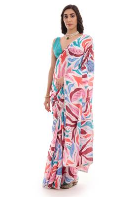 multy chinon digital printed ready to wear saree 3