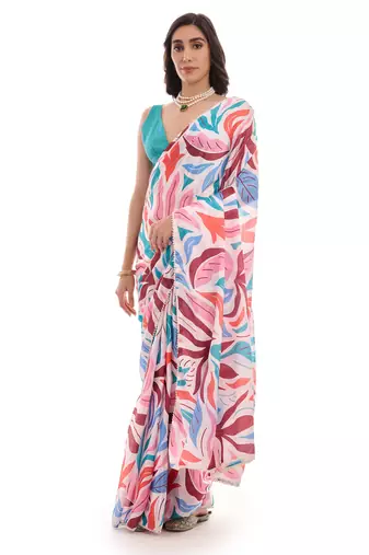 multy chinon digital printed ready to wear saree
