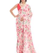 multy color chinon fabric designer digital printed ready to wear saree