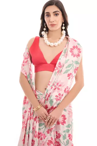 multy chinon digital printed ready to wear saree