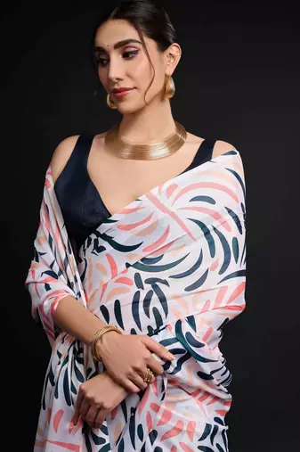 multy chinon digital printed ready to wear saree