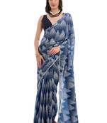 blue color chinon fabric designer digital printed ready to wear saree