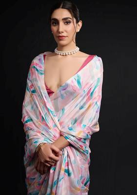 multy chinon digital printed ready to wear saree 2