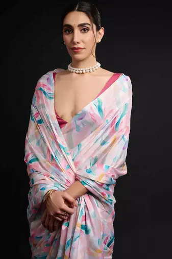 multy chinon digital printed ready to wear saree