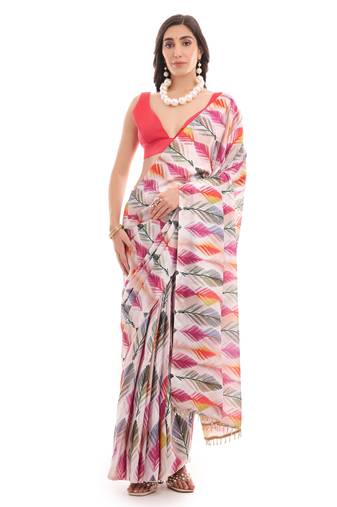 multy color chinon fabric designer digital printed ready to wear saree