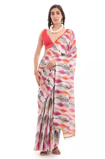 multy color chinon fabric designer digital printed ready to wear saree