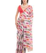 multy color chinon fabric designer digital printed ready to wear saree