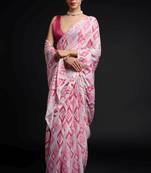 pink color chinon fabric designer digital printed ready to wear saree