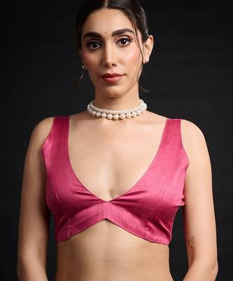 pink chinon digital printed ready to wear saree 5