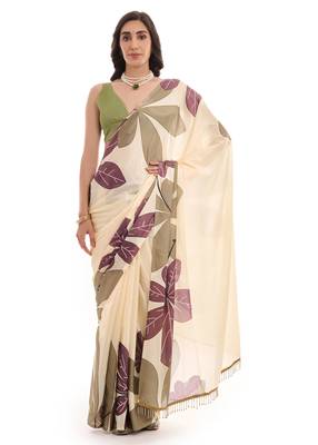 multy chinon digital printed ready to wear saree 1