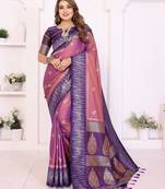 purple color south soft silk blend blend fabric woven rich pallu designer ceremonial saree