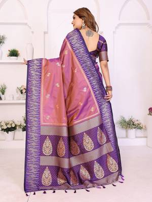 purple south soft silk blend blend woven rich pallu ceremonial saree 3