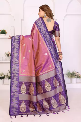purple south soft silk blend blend woven rich pallu ceremonial saree