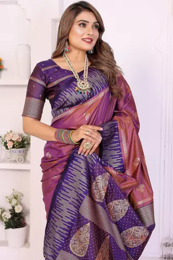 purple south soft silk blend blend woven rich pallu ceremonial saree