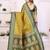 olive color south soft silk blend blend fabric woven rich pallu designer ceremonial saree