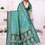 teal color south soft silk blend blend fabric woven rich pallu designer ceremonial saree