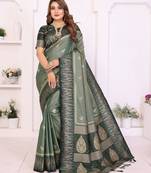 green color south soft silk blend blend fabric woven rich pallu designer ceremonial saree