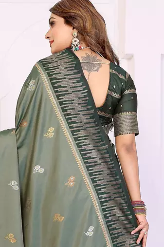 green south soft silk blend blend woven rich pallu ceremonial saree