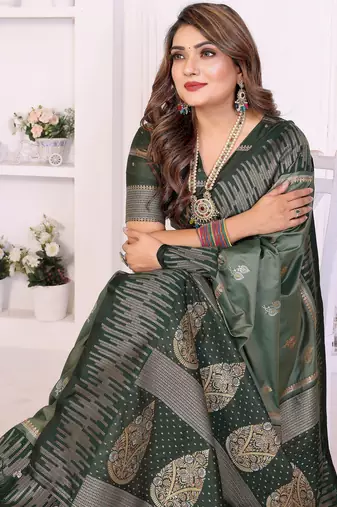 green south soft silk blend blend woven rich pallu ceremonial saree