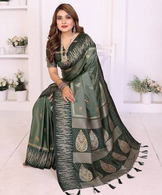 green south soft silk blend blend woven rich pallu ceremonial saree 5