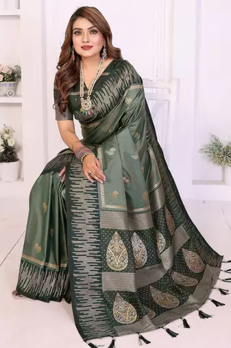 green south soft silk blend blend woven rich pallu ceremonial saree