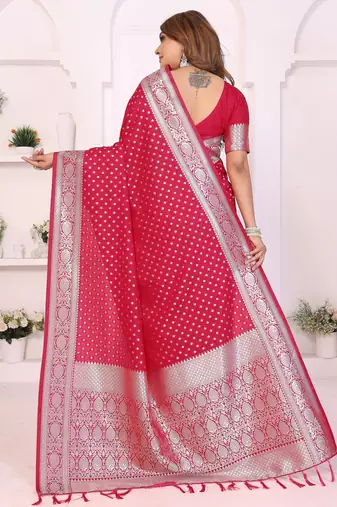 red georgette woven rich zari butty traditional ceremonial saree