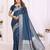 blue color georgette fabric woven rich jari butty designer traditional ceremonial saree