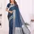 blue color georgette fabric woven rich jari butty traditional ceremonial saree