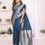 blue color georgette fabric woven rich jari butty designer traditional ceremonial saree