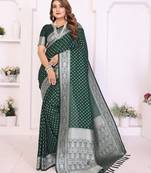 green color georgette fabric woven rich jari butty designer traditional ceremonial saree
