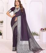 violet color georgette fabric woven rich jari butty designer traditional ceremonial saree
