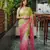 mahendi color trendy fendy satin fabric pedding with beads hand work saree