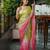 mahendi color trendy fendy satin fabric pedding with beads hand work saree